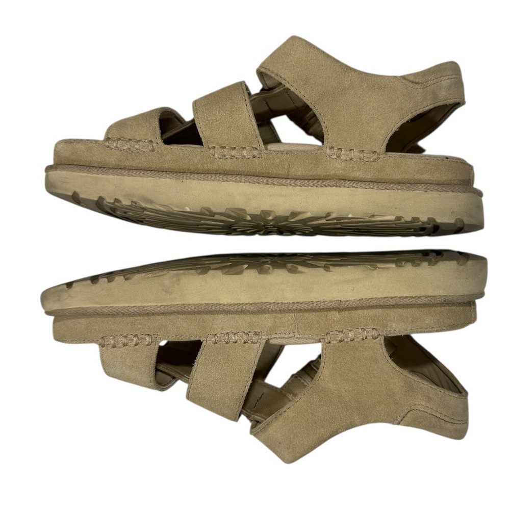 UGG Goldenstar Driftwood Suede Platform Sandals Sz 9.5 Hook & Loop - Picture 6 of 9